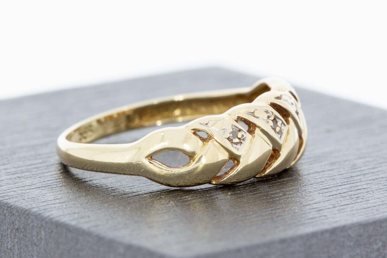 585 Bicolor-Gold Ring Damen mit Diamant - Ringgr&ouml;&szlig;e 53