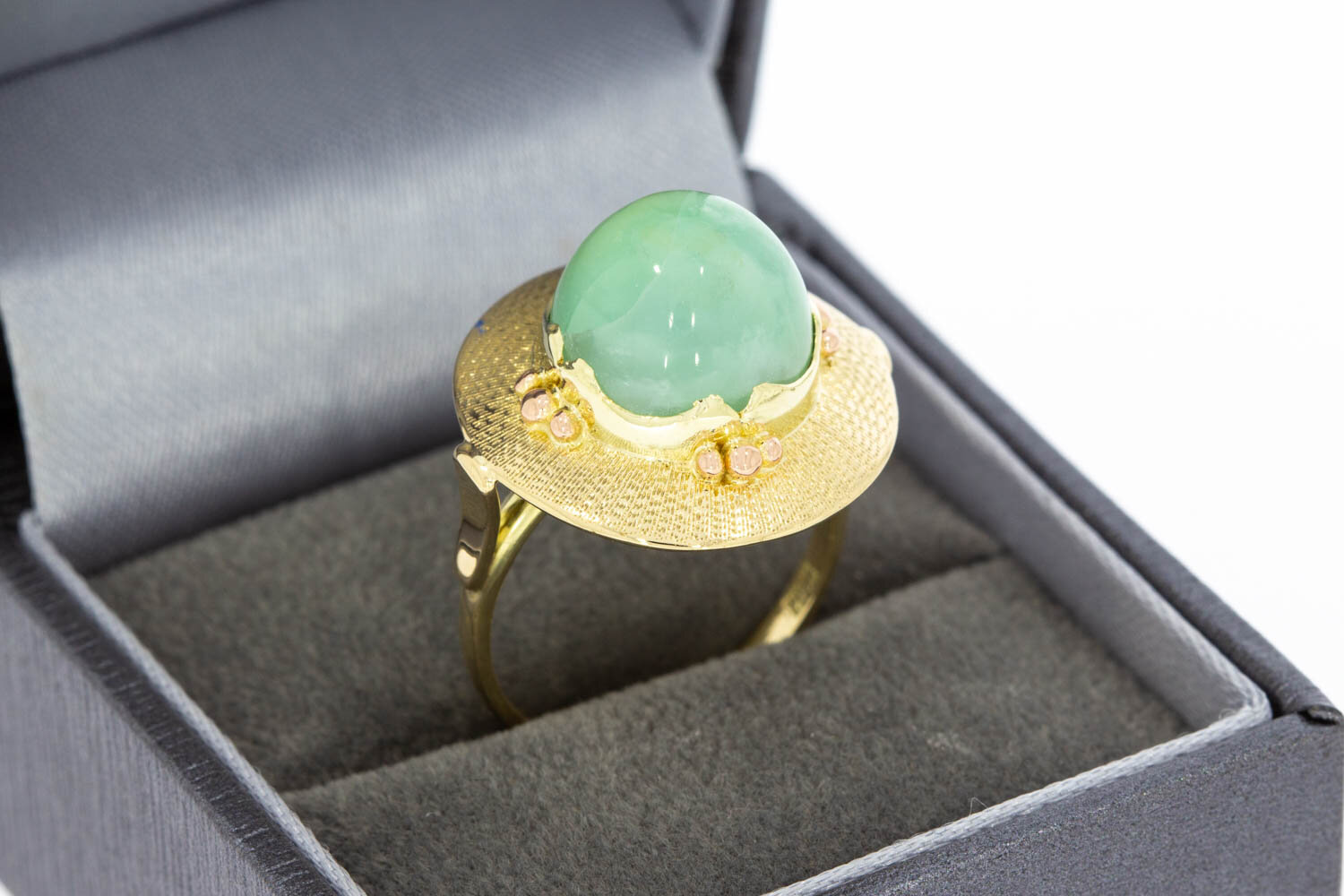 Vintage 585 Gold Ring Damen mit Jade - Ringgr&ouml;&szlig;e 54