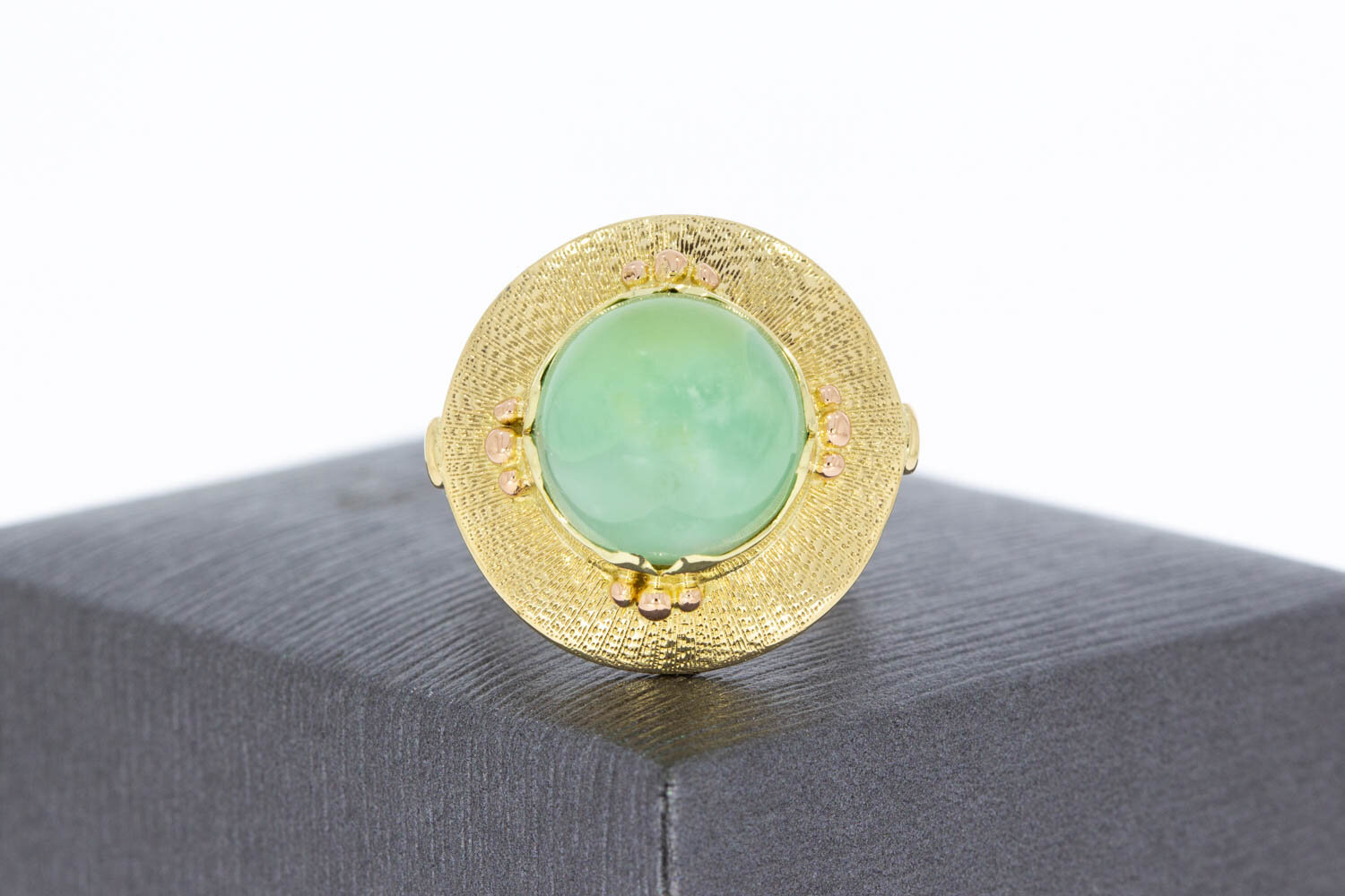 Vintage 585 Gold Ring Damen mit Jade - Ringgr&ouml;&szlig;e 54