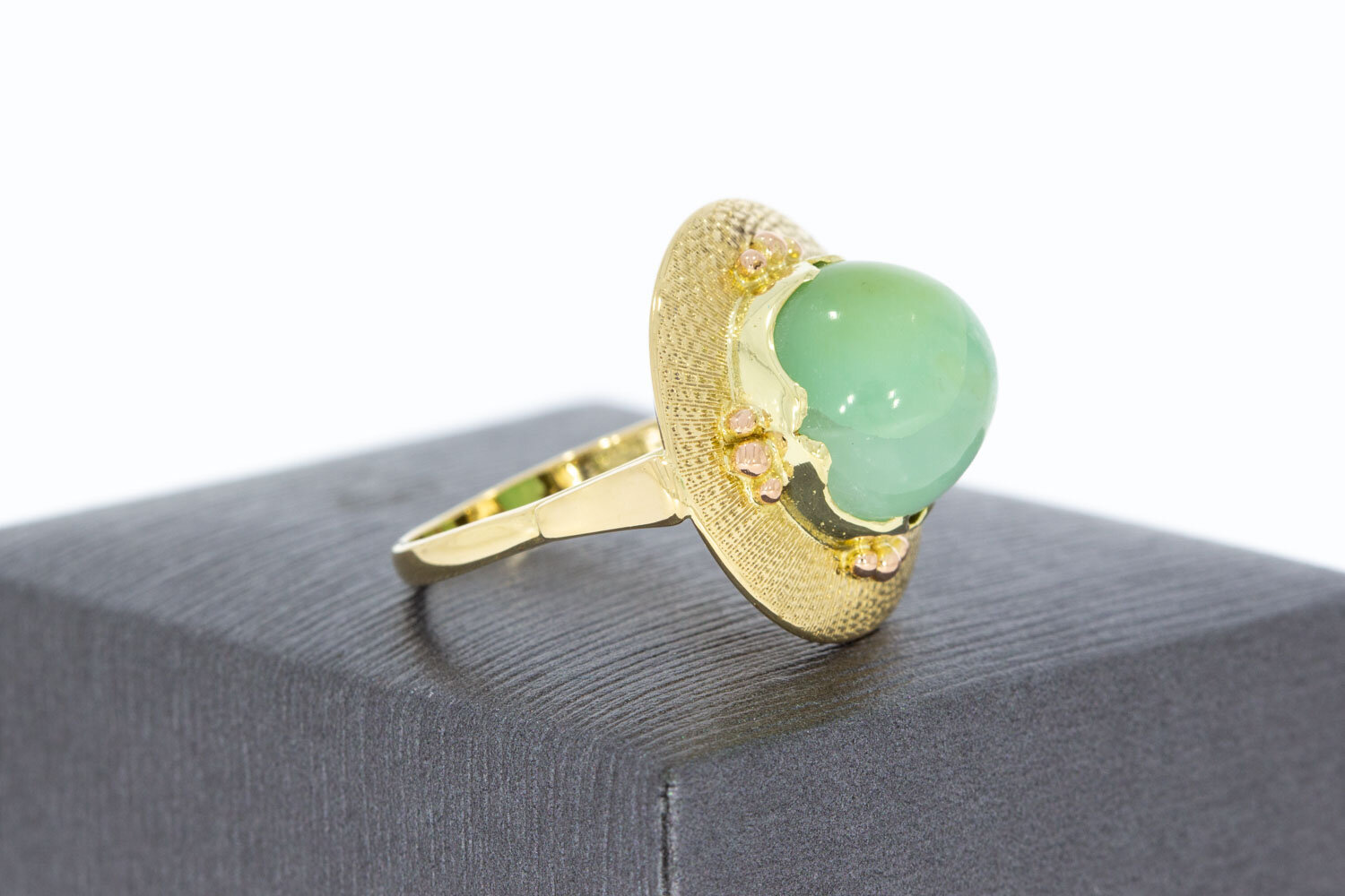 Vintage 585 Gold Ring Damen mit Jade - Ringgr&ouml;&szlig;e 54