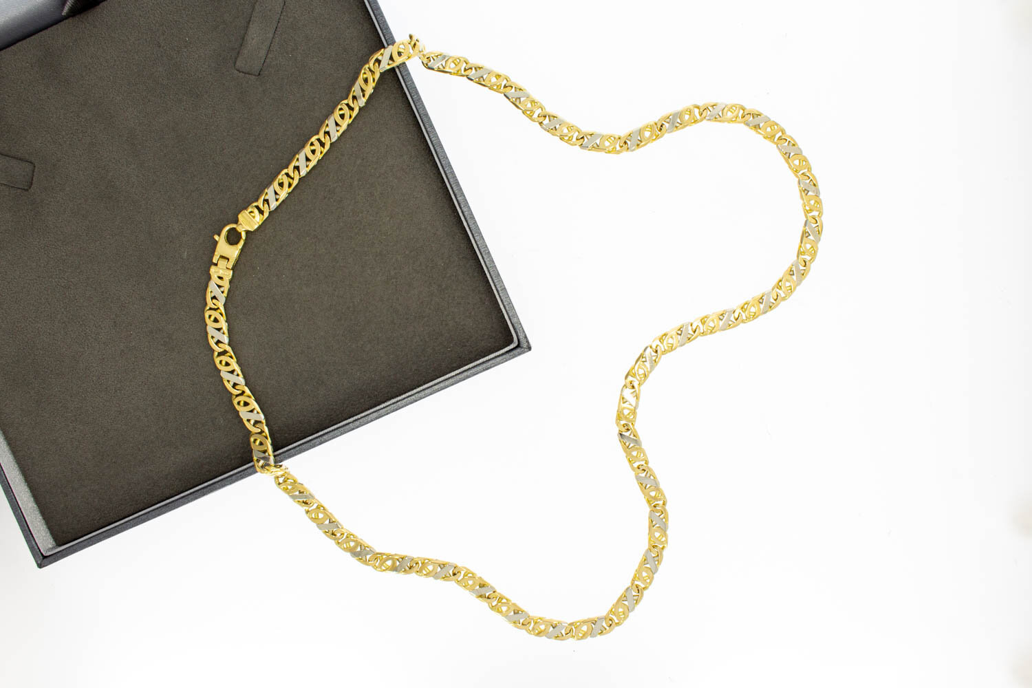 18 Karat Bicolor-Gold K&ouml;nigskette Herren - 60,8 cm