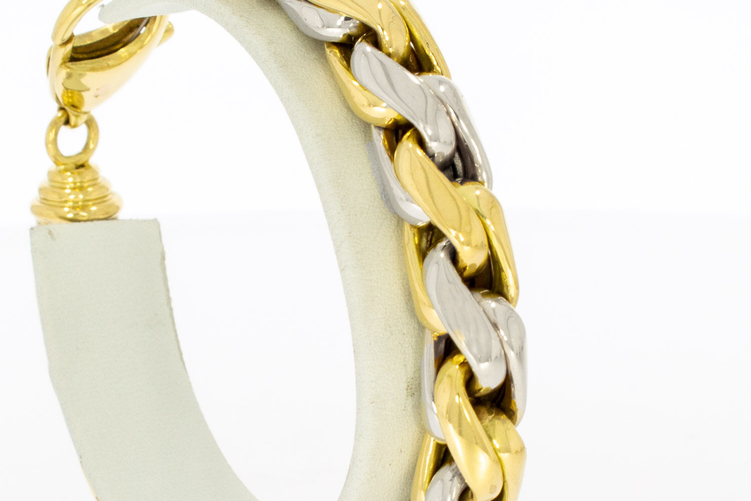 18 Karat Bicolor-Gold Fuchsschwanzarmband - 21,2 cm