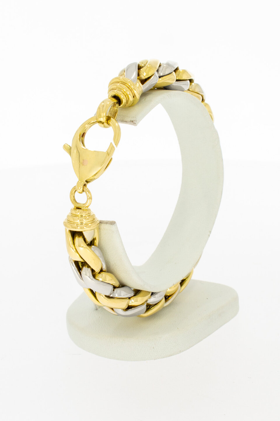 18 Karat Bicolor-Gold Fuchsschwanzarmband - 21,2 cm