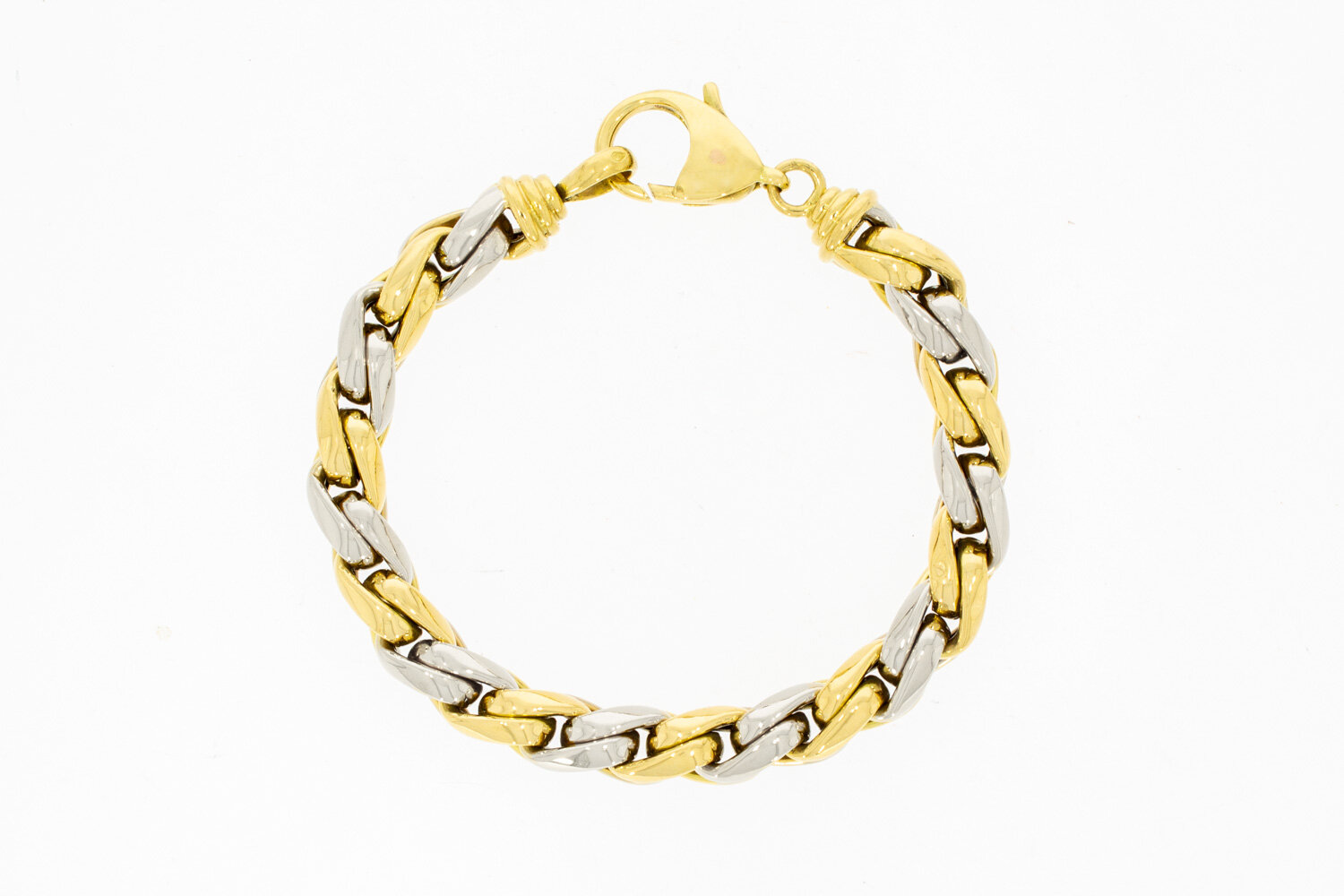 18 Karat Bicolor-Gold Fuchsschwanzarmband - 21,2 cm