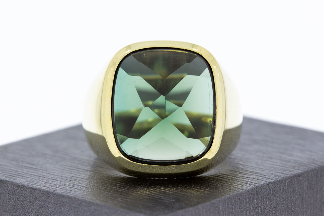 585 Gold Statement-Ring Herren mit Turmalin - Ringgr&ouml;&szlig;e 64
