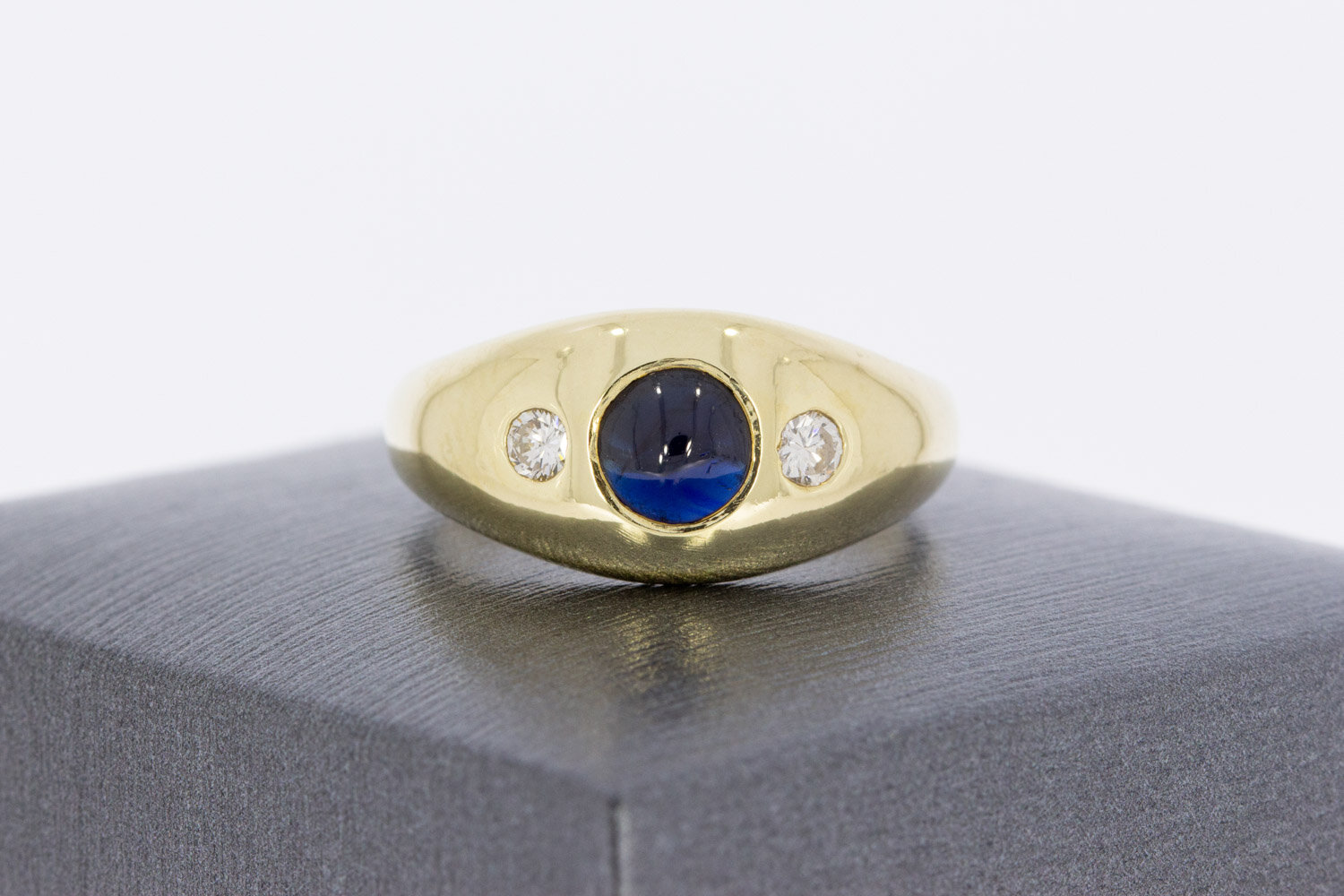 585 Gold Ring Damen mit Saphir und Diamant - Ringgr&ouml;&szlig;e 57