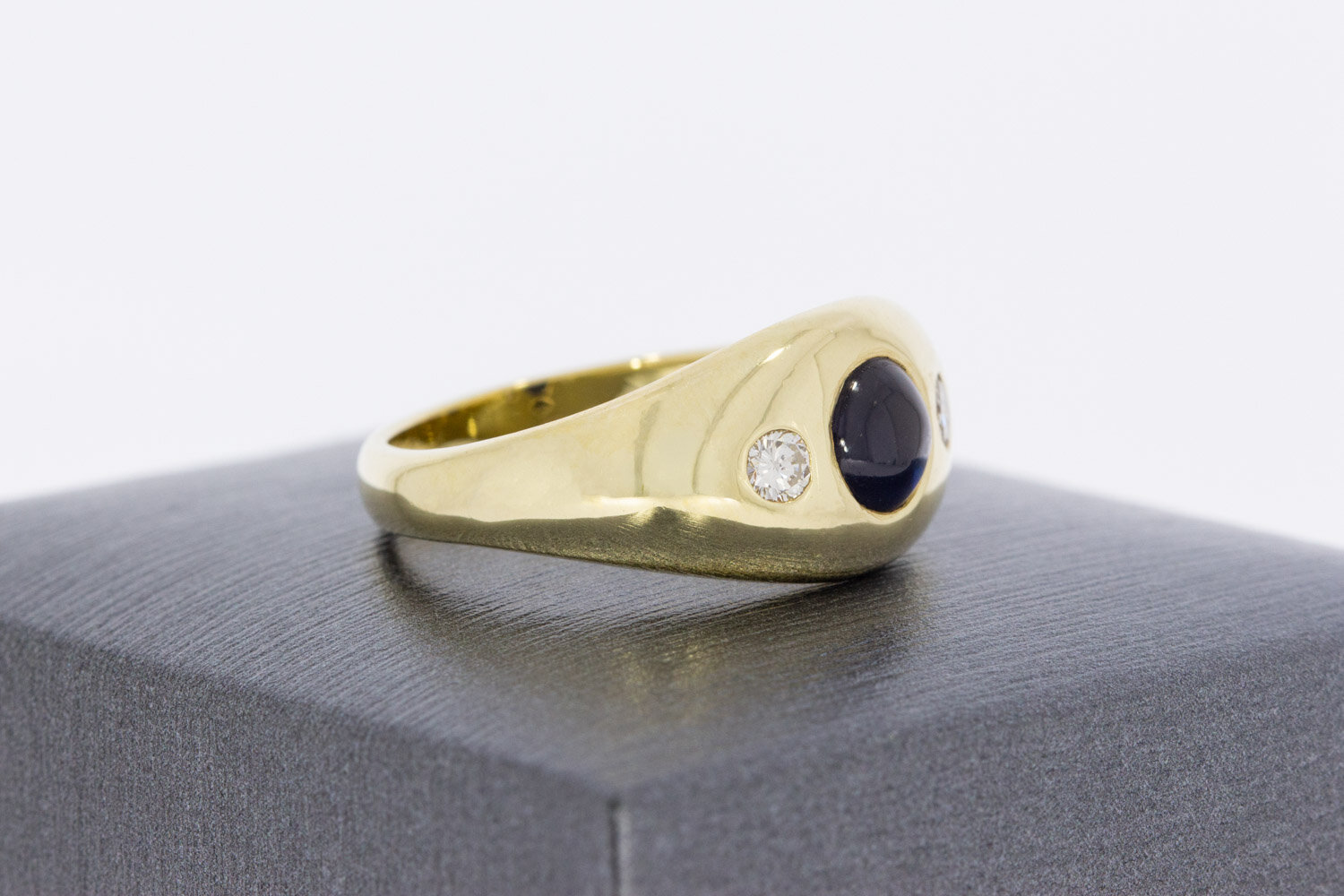 585 Gold Ring Damen mit Saphir und Diamant - Ringgr&ouml;&szlig;e 57