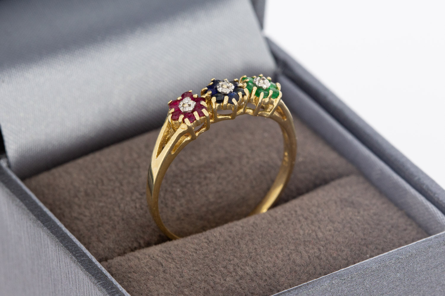 585 Gold Ring Damen mit Saphir und Rubin - Ringgr&ouml;&szlig;e 59
