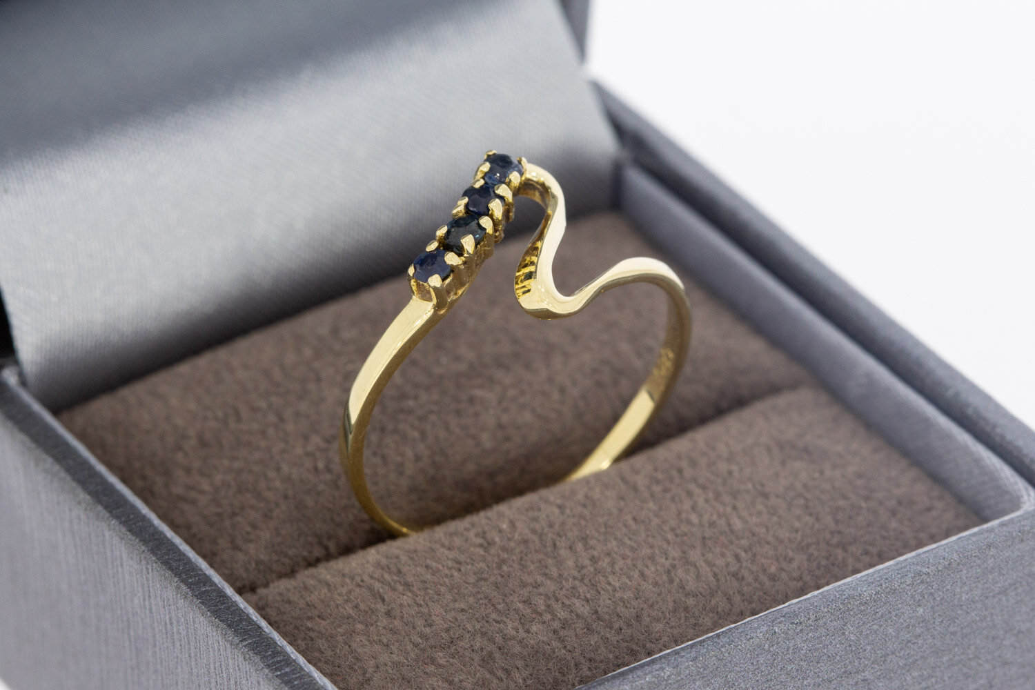 585 Gold Ring Damen mit Saphir - Ringgr&ouml;&szlig;e 61