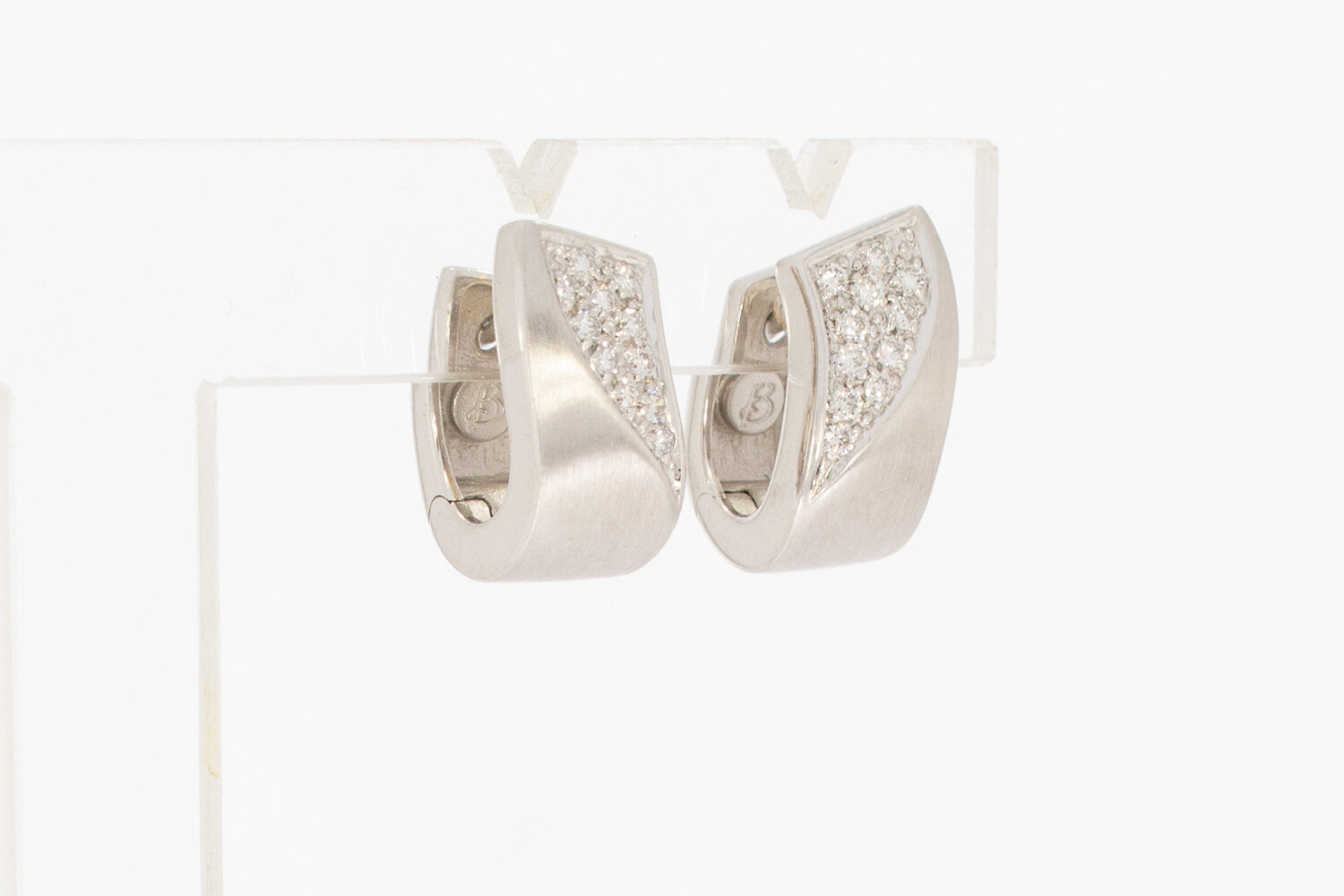 585 Wei&szlig;gold Ohrclips Damen mit Diamant 0,20 ct - 1,5 cm