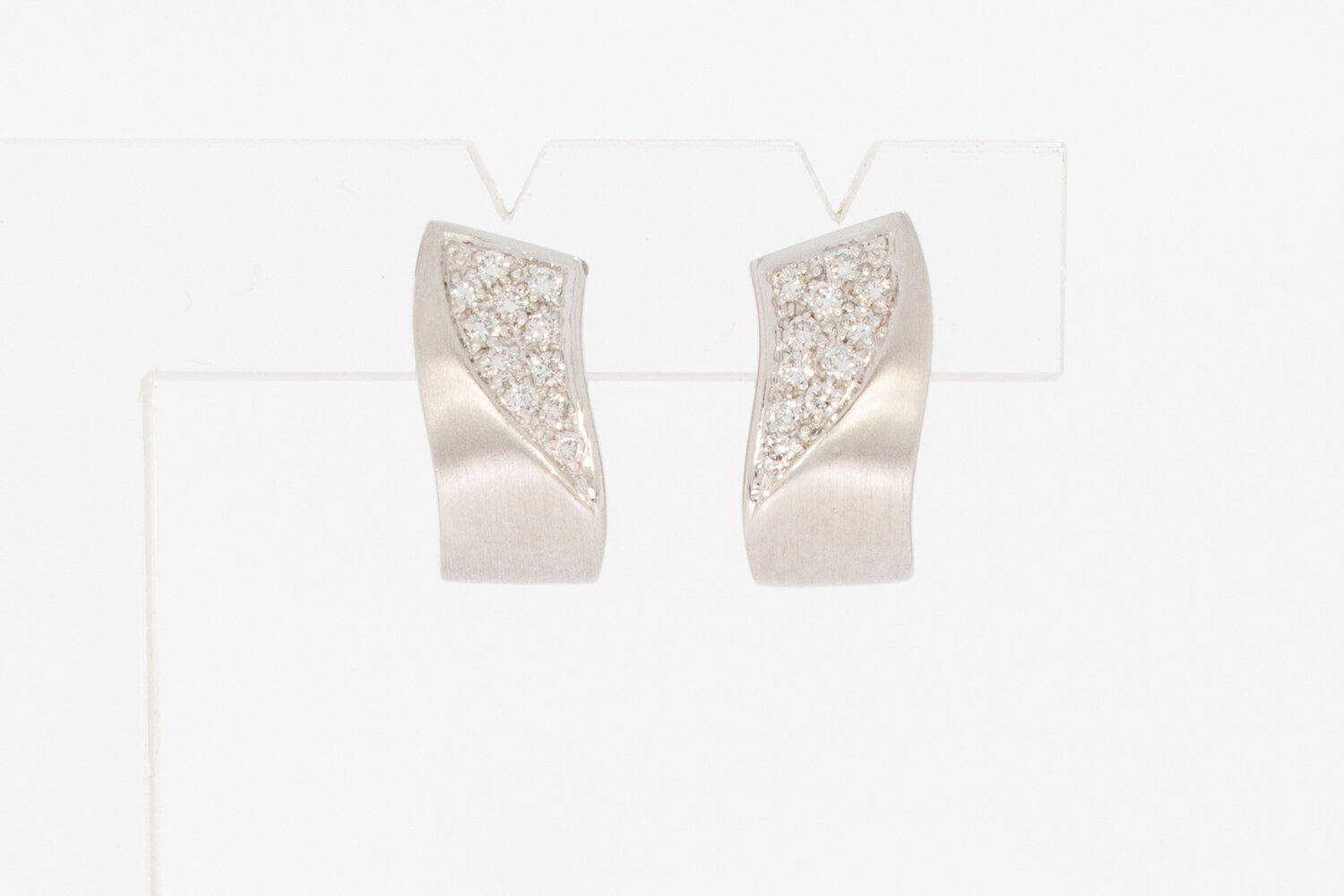 585 Wei&szlig;gold Ohrclips Damen mit Diamant 0,20 ct - 1,5 cm