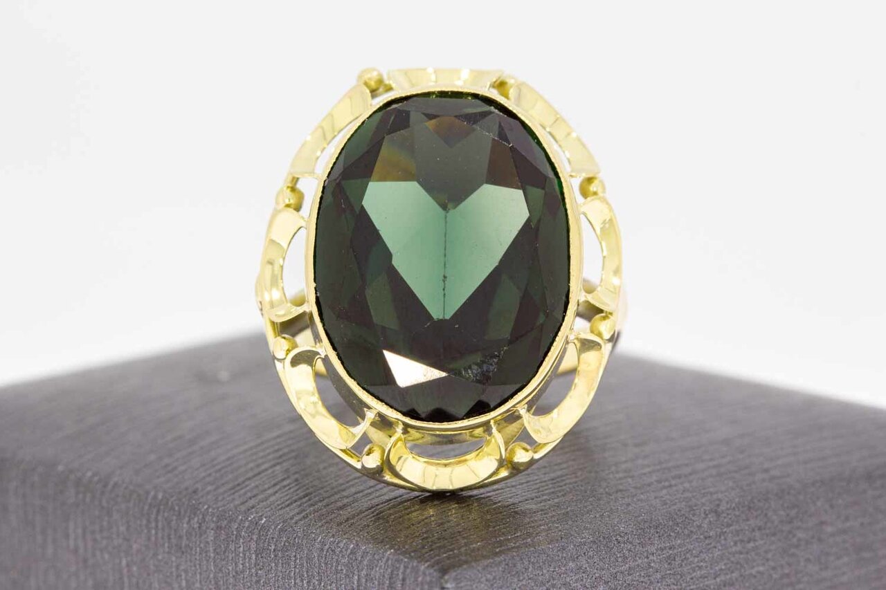 Vintage 585 Gold Ring Damen mit Quarz - Ringgr&ouml;&szlig;e 57