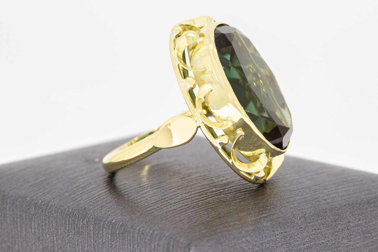 Vintage 585 Gold Ring Damen mit Quarz - Ringgr&ouml;&szlig;e 57