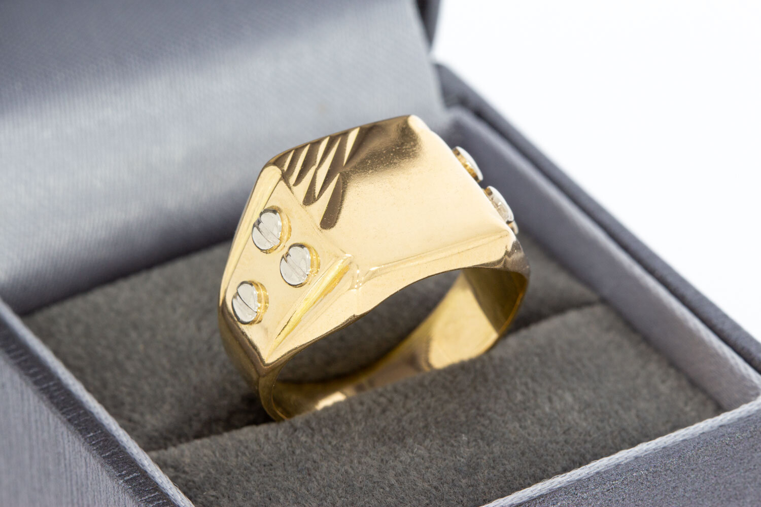 18 Karat Bicolor-Gold Statement-Ring Herren - Ringgr&ouml;&szlig;e 62