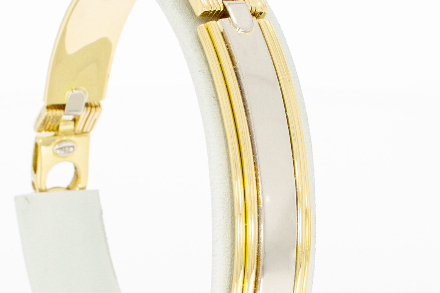 18 Karat Bicolor-Gold Armband mit Namenspl&auml;ttchen - 22 cm