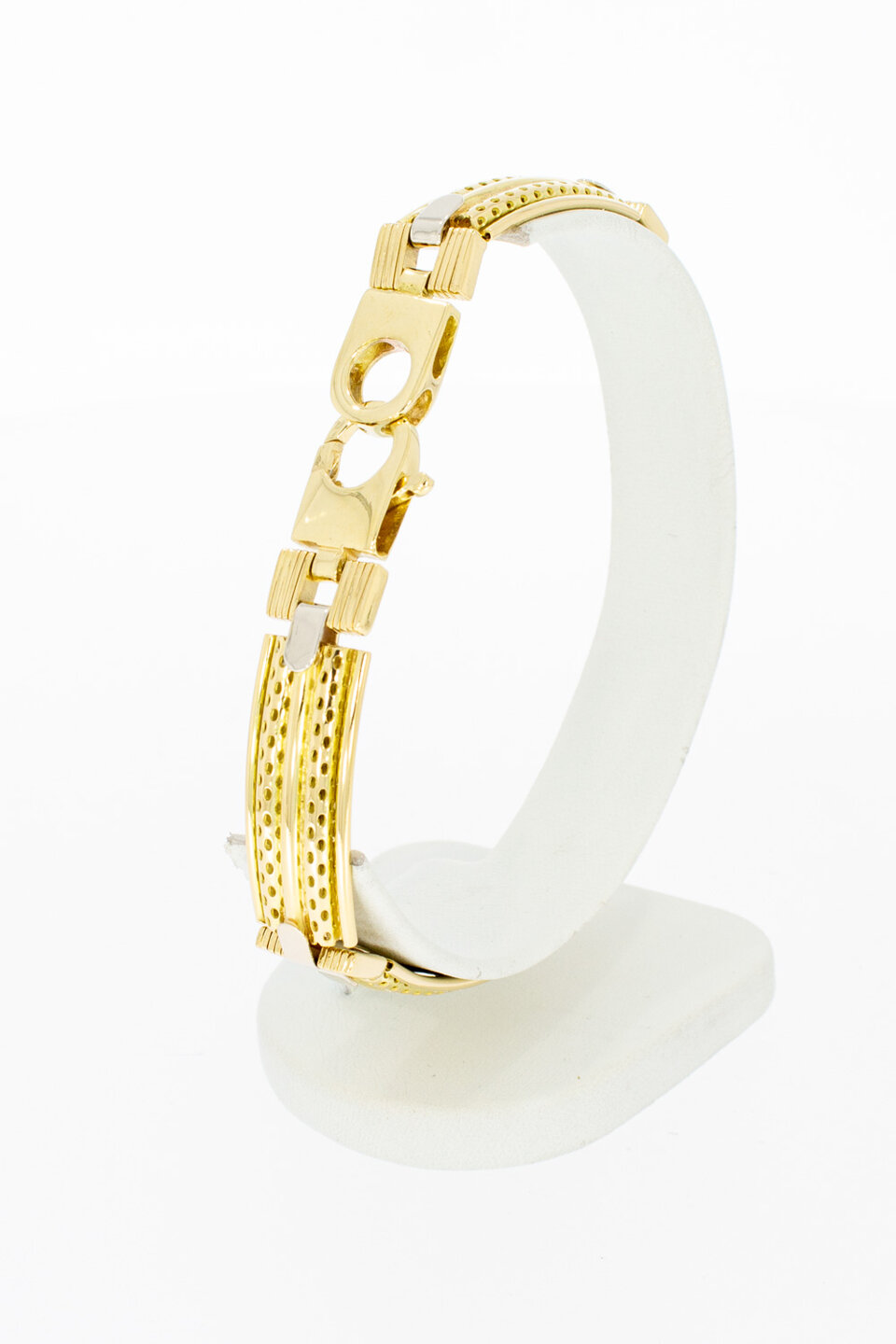 18 Karat Bicolor-Gold Armband mit Namenspl&auml;ttchen - 22 cm