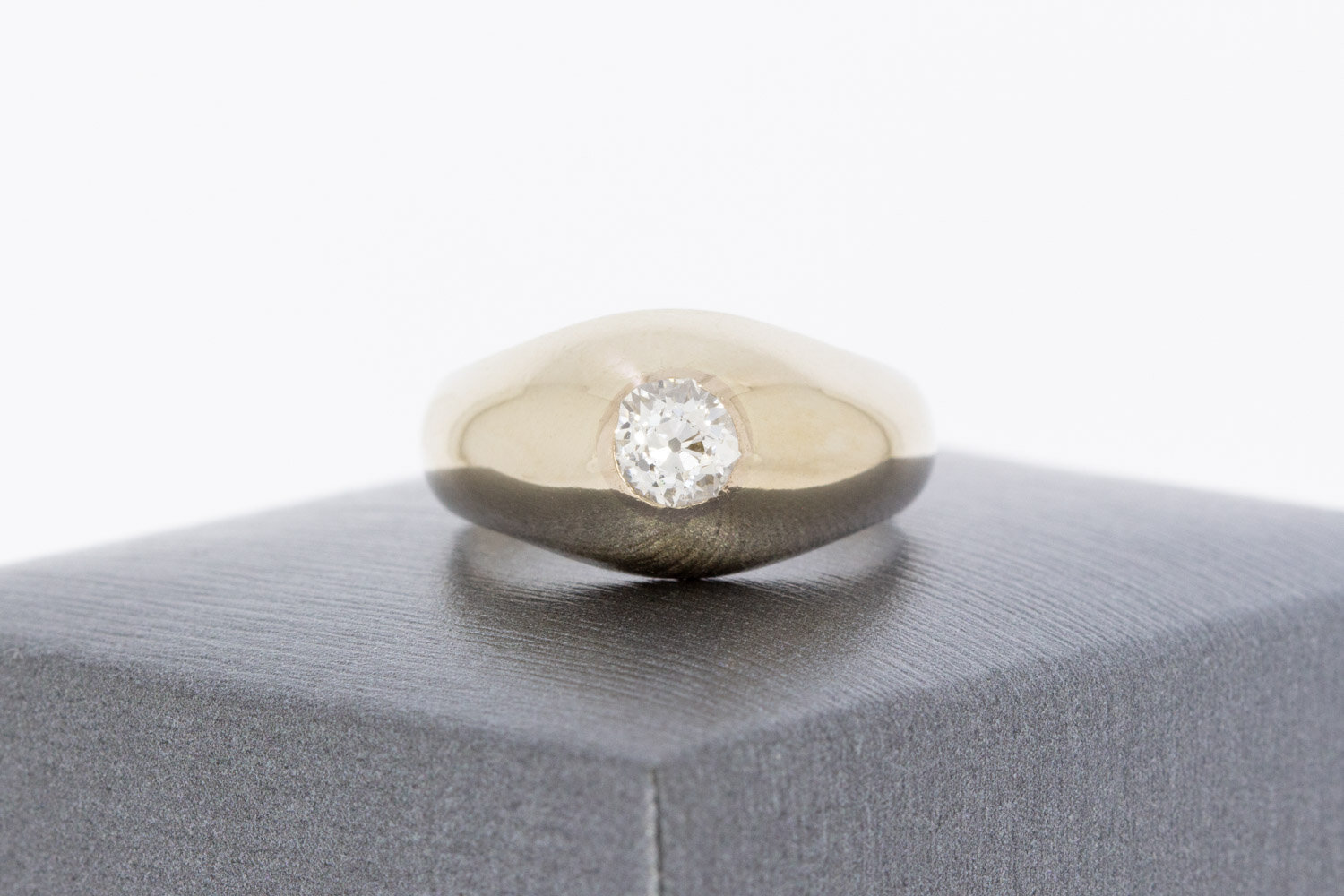 18 Karat Gold Solit&auml;rring Herren mit Diamant - Ringgr&ouml;&szlig;e 17