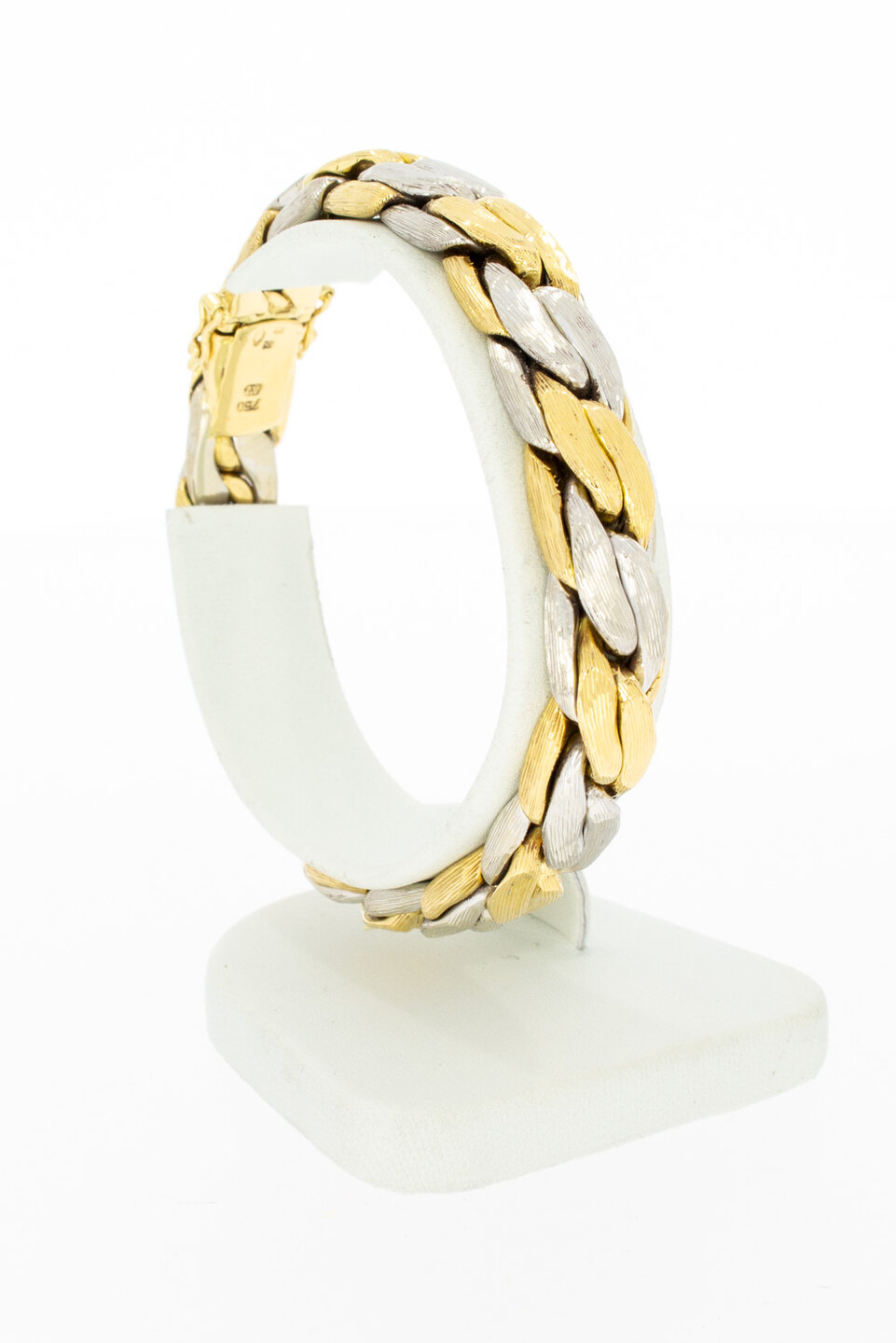 18 Karat Bicolor-Gold Geflochtene Kette - 61,5 cm