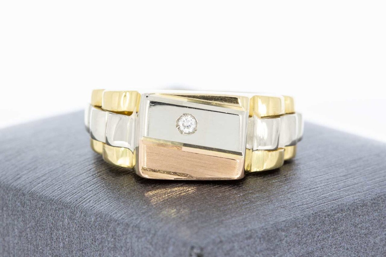 18 Karat Tricolor-Gold Ring Herren mit Saphir - Ringgr&ouml;&szlig;e 66
