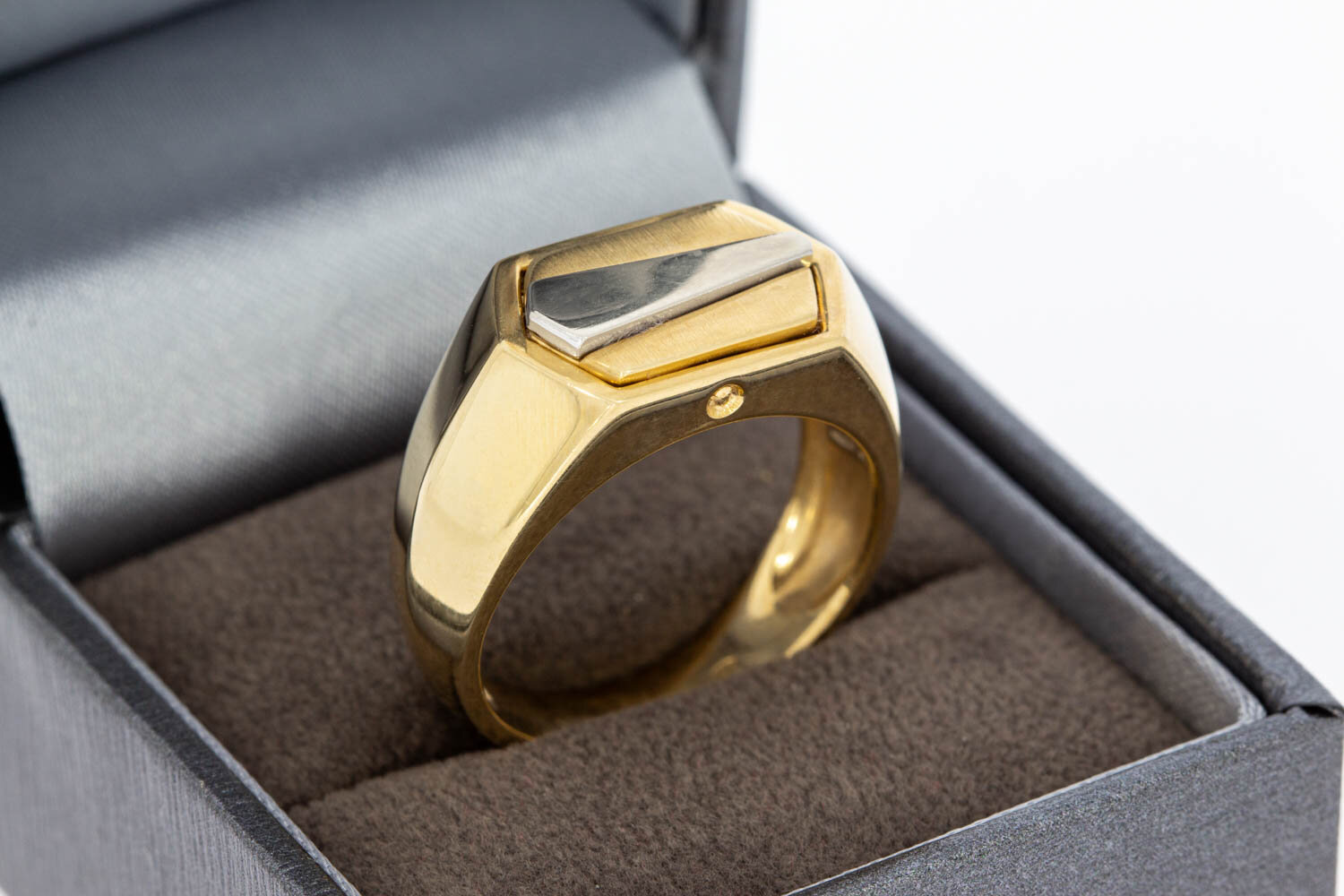 585 Bicolor-Gold Siegelring Herren - Ringgr&ouml;&szlig;e 62