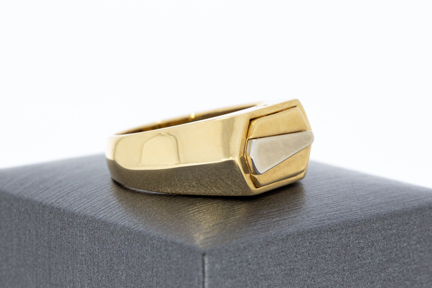 585 Bicolor-Gold Siegelring Herren - Ringgr&ouml;&szlig;e 62
