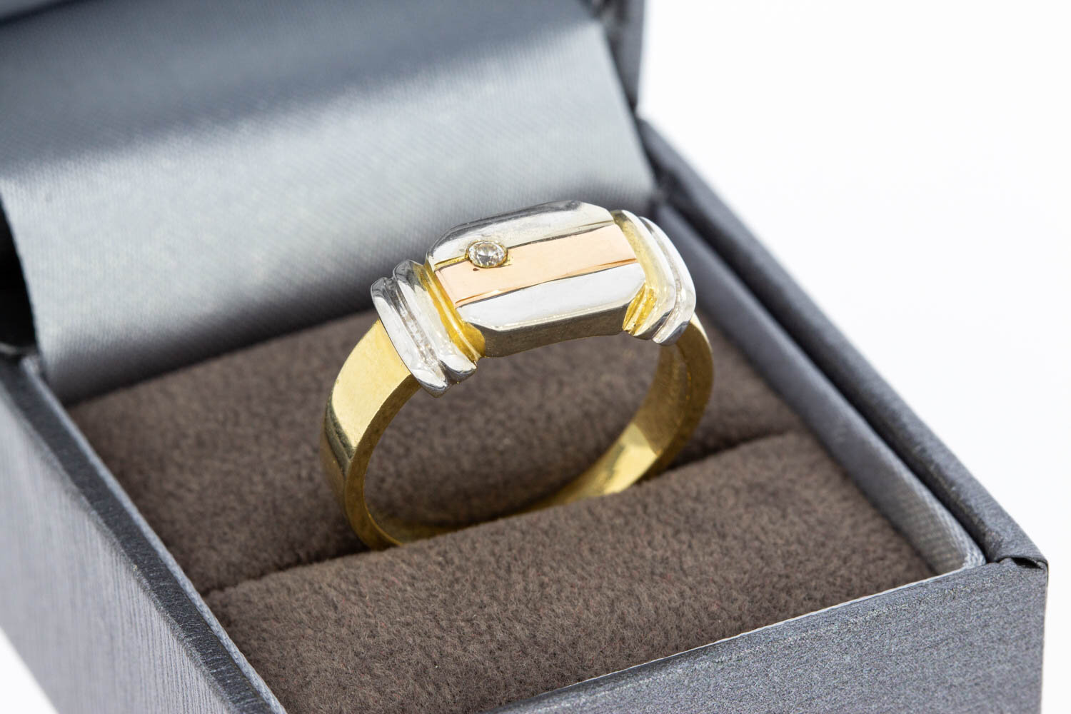 585 Gold Statement-Ring mit Zirkonia - Ringgr&ouml;&szlig;e 61, 7,6 g