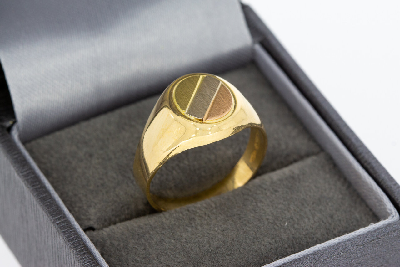 18 Karat Tricolor-Gold Pinky-Ring Herren - Ringgr&ouml;&szlig;e 56