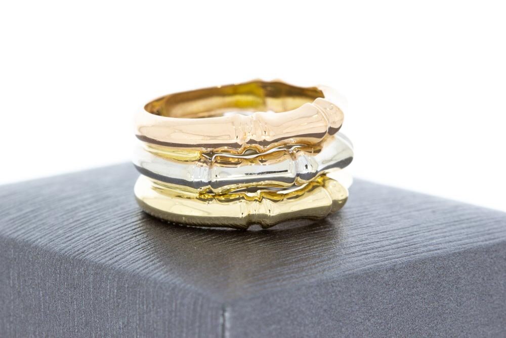 Breiter 585 Tricolor-Gold Bandring Damen - Ringgr&ouml;&szlig;e 56