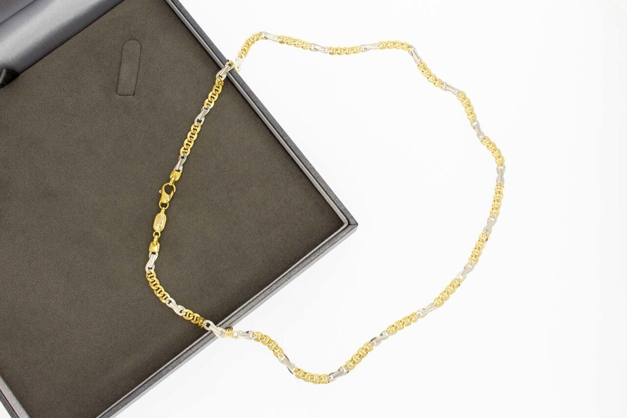 18 Karat Bicolor-Gold Ankerkette - 51,3 cm