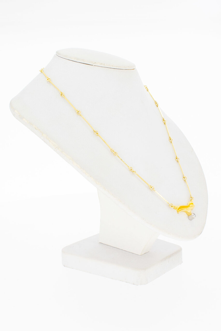 18 Karat Gold Fantasiekette Damen mit Diamant - 44 cm