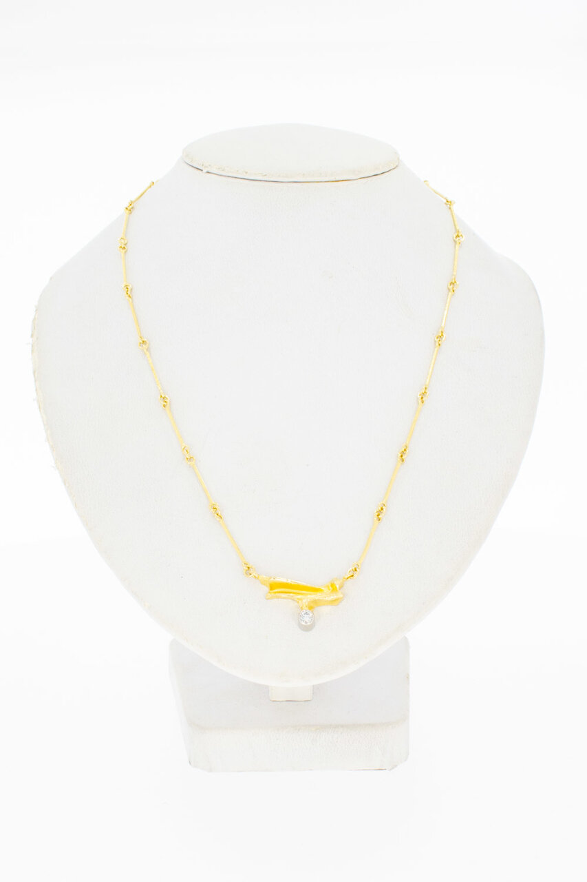 18 Karat Gold Fantasiekette Damen mit Diamant - 44 cm