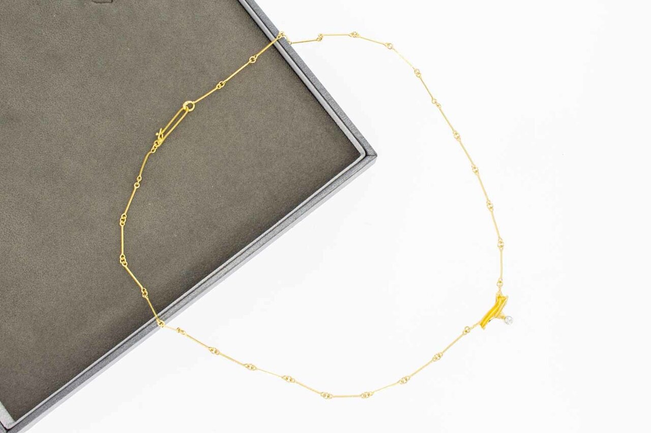 18 Karat Gold Fantasiekette Damen mit Diamant - 44 cm