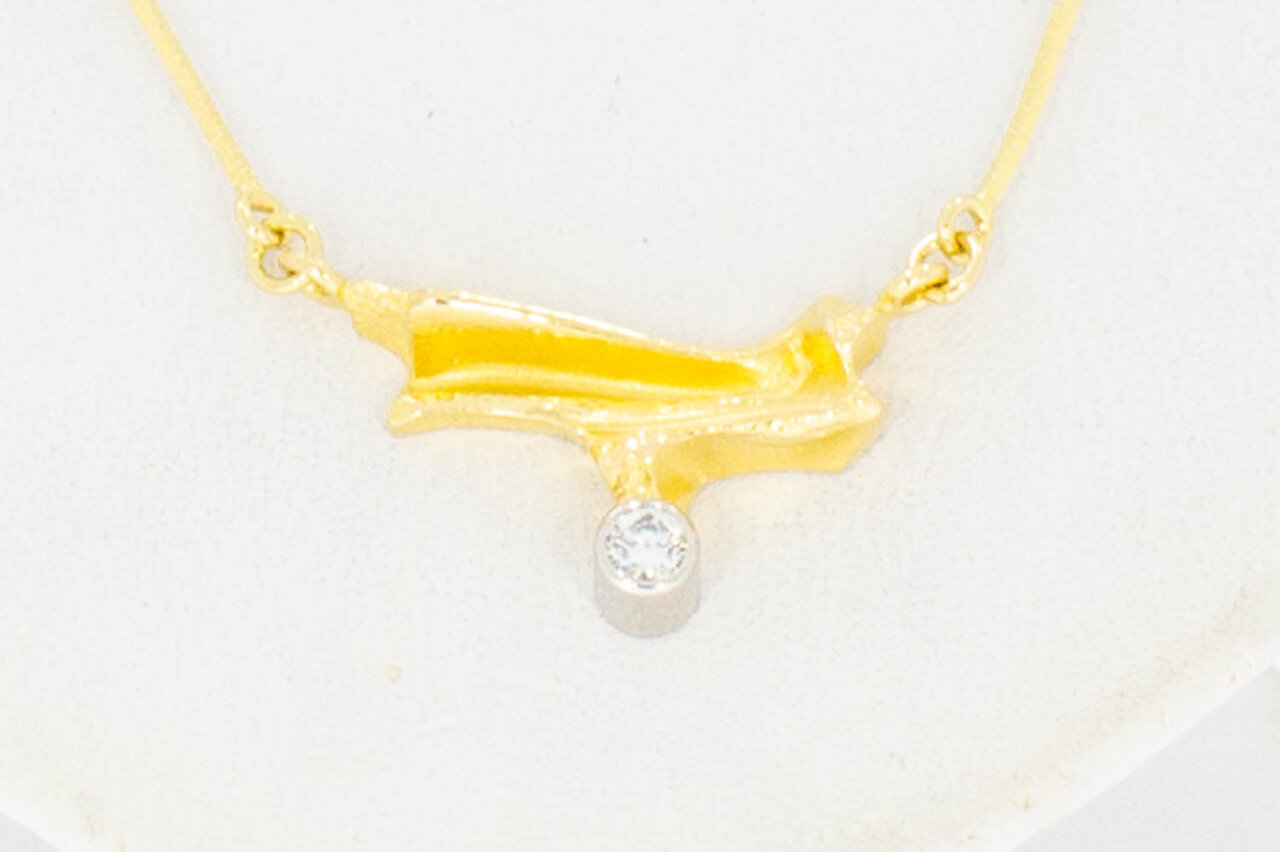 18 Karat Gold Fantasiekette Damen mit Diamant - 44 cm