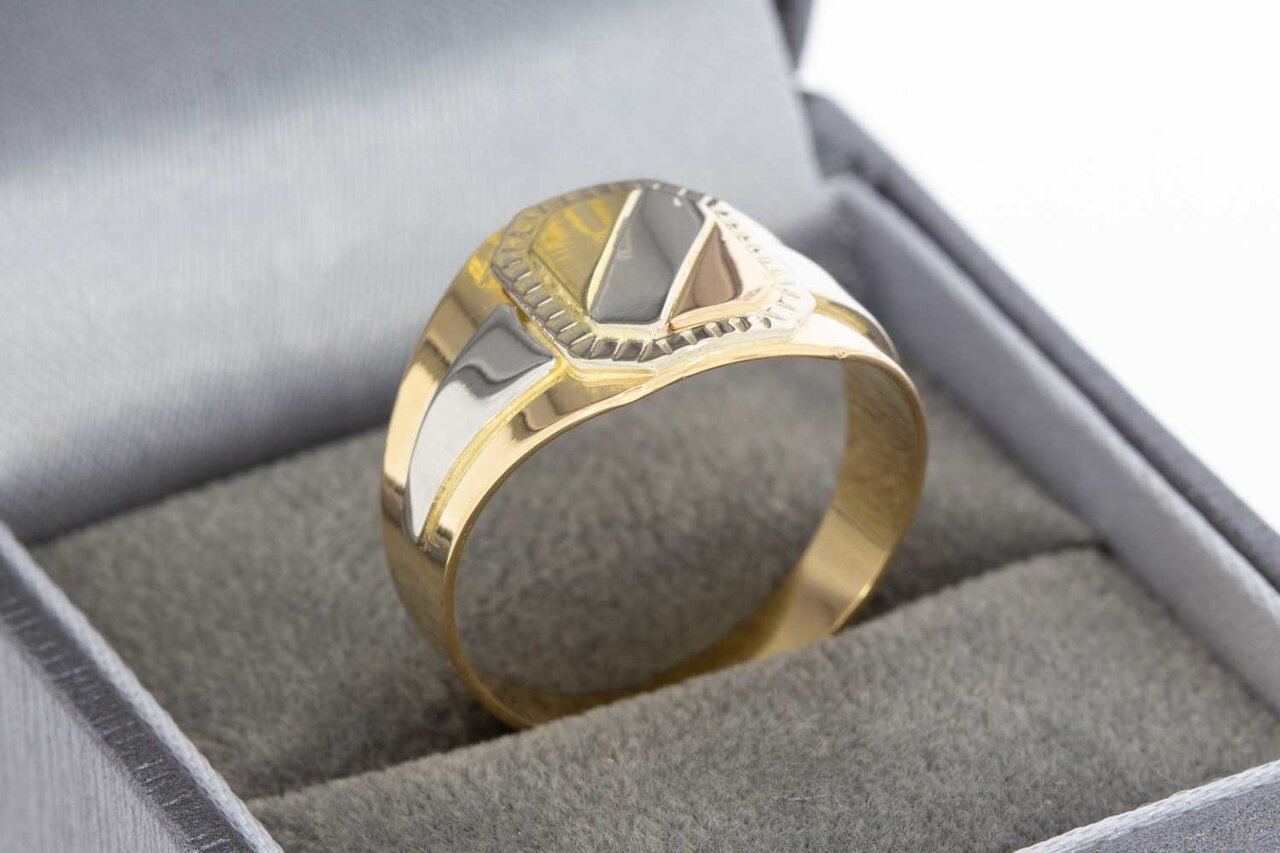 18 Karat Tricolor-Gold Siegelring Herren - Ringgr&ouml;&szlig;e 61