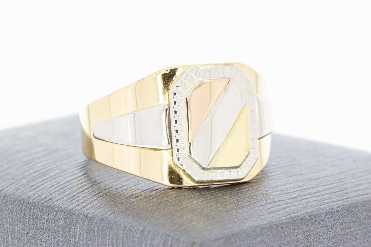 18 Karat Tricolor-Gold Siegelring Herren - Ringgr&ouml;&szlig;e 61
