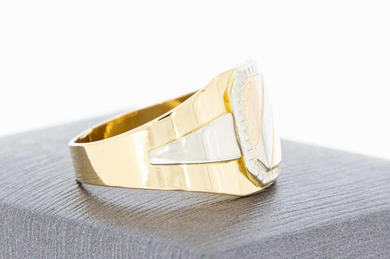 18 Karat Tricolor-Gold Siegelring Herren - Ringgr&ouml;&szlig;e 61