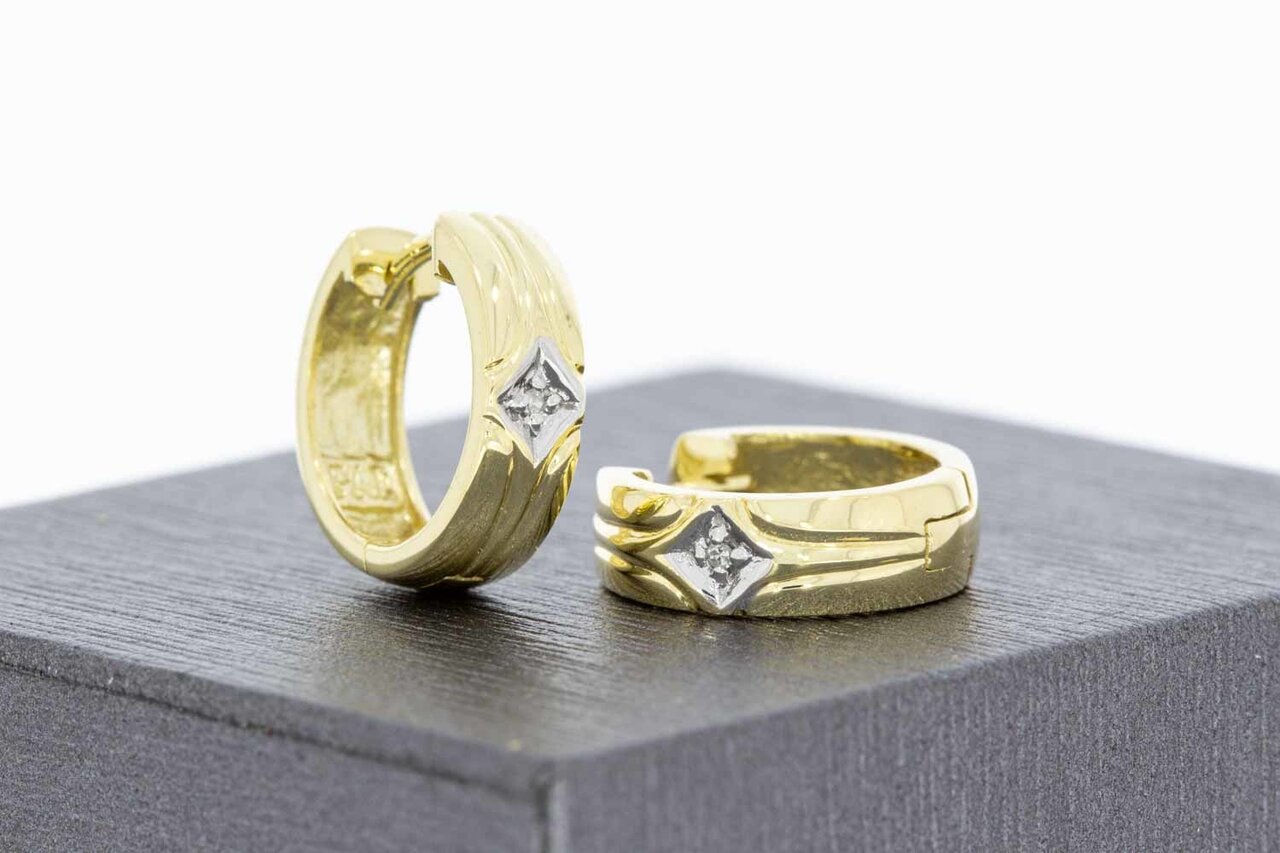 585 Bicolor-Gold Creolen Damen mit Diamant 0,02 ct - 1,4 cm