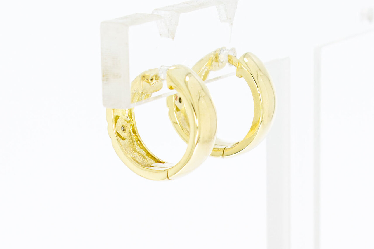 585 Bicolor-Gold Creolen Damen mit Diamant 0,02 ct - 1,4 cm