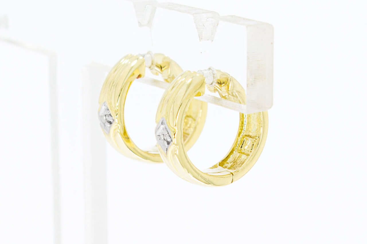 585 Bicolor-Gold Creolen Damen mit Diamant 0,02 ct - 1,4 cm