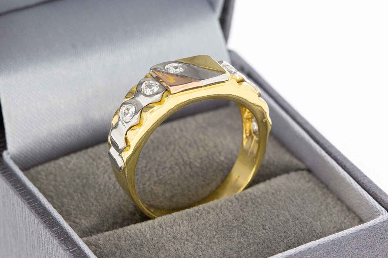 18 Karat Gold Statement-Ring mit Zirkonia - Ringgr&ouml;&szlig;e 62