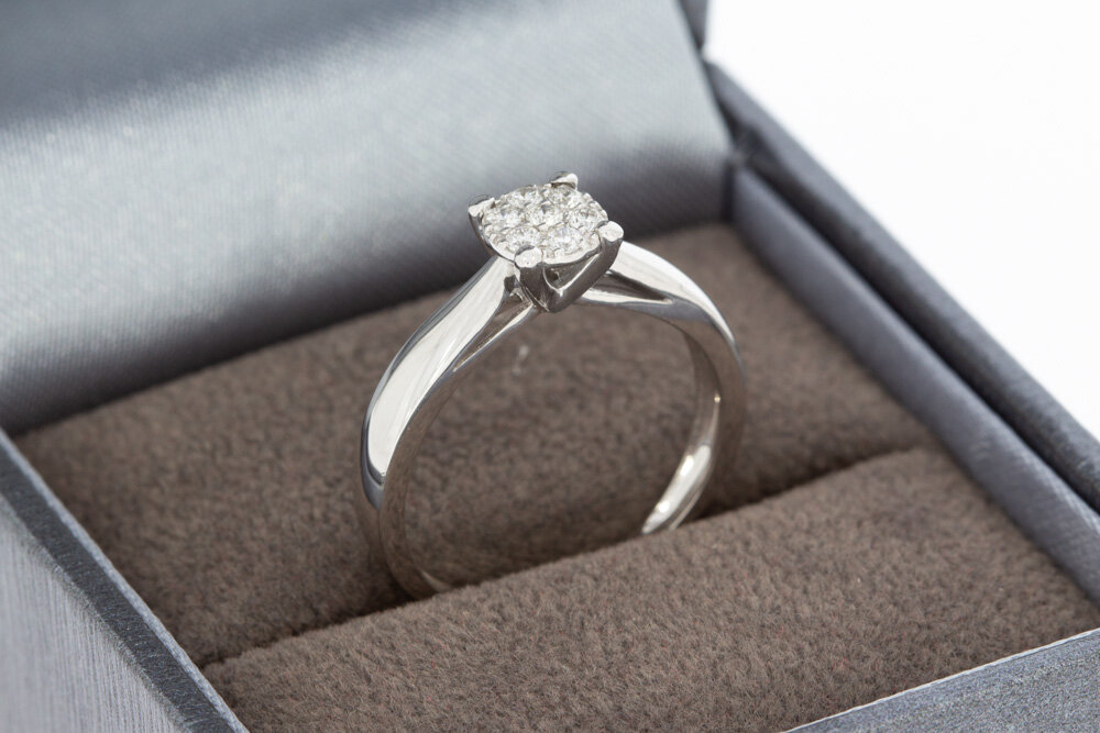 9 Karat Gold Ring Damen mit Diamant 0,07 ct - Ringgr&ouml;&szlig;e 50