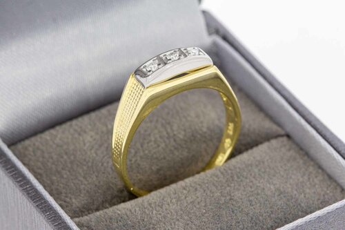 14 Karaat bicolor gouden ring met Diamant - 18,7 mm