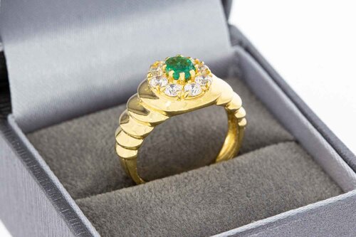 18 Karat Smaragd ring mit Saphir - 17,3 mm