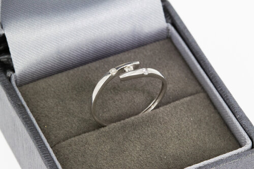 18 Karat Weißgold Ring mit Diamant - 16,4 mm