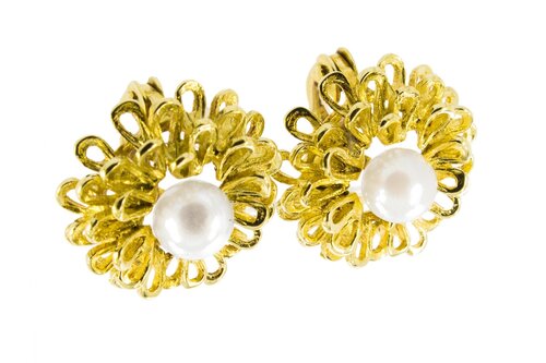 14 Karat Gold Perlen Ohrstecker Damen