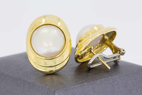 18 Karat Vintage Gold Ohrclips mit Perle