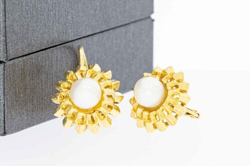18 Karat Gold Perlen Ohrstecker - 14,3 mm