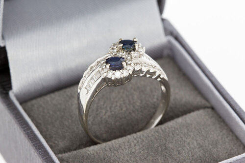 750 Edelstein Weißgold Ring - 18,9 mm