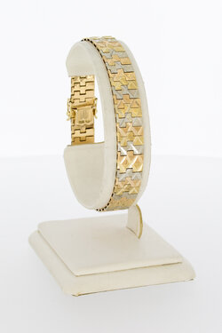 Tricolor 14 Karat breites Goldarmband - 19 cm
