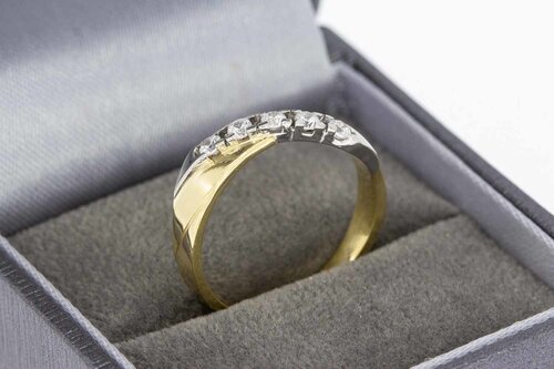 Bandring Damen 585 Bicolor-Gold mit Zirkonia - Ringgr&ouml;&szlig;e 56